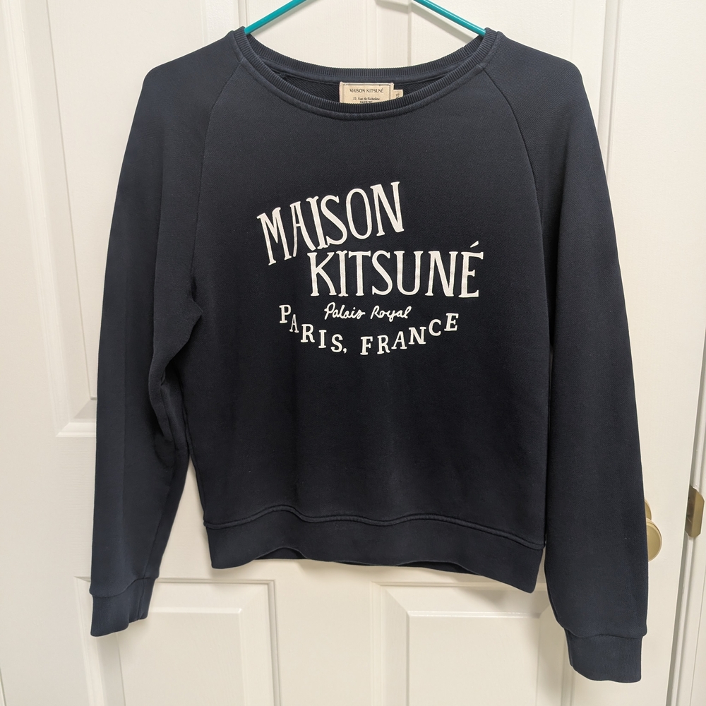 MAISON KITSUNE Dark Blue Crew Neck Sweater XS